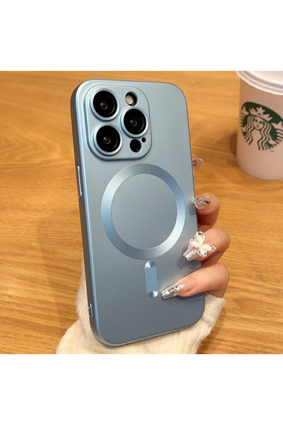 REDz Accessories Carcasă Luxury Soft Guard, Magsafe, compatibilă cu iPhone 13 Pro Max, mată, silicon, albastru Sierra