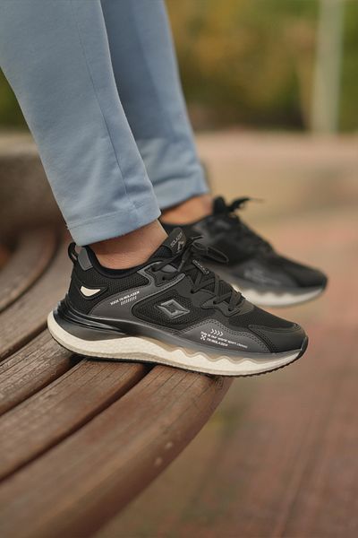 SOLAZER Men's Black White Sneaker Casual Sports Shoes 042