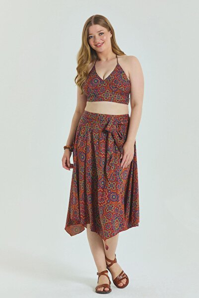 Los banditos Gipe Детально оздоблена спідниця великого розміру з поясом на талії