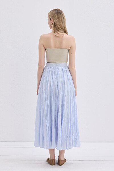 KADRİYE BAŞTÜRK Nora Piliseli Etek Mavi