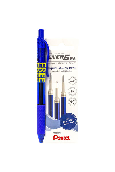 Pentel ROLLER KALEM ENERGEL 0.7 MAVİ +3 LÜ REFİL