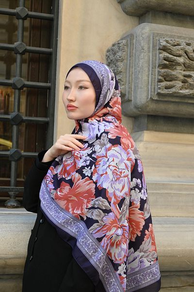 Pull Scarfs Magnolia Pattern Shawl - Lila