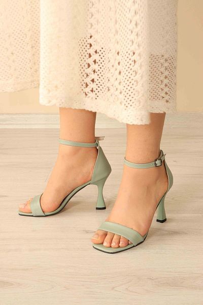 DERİ KABUSU Champagne Heeled Single Strap Women's Shoes 720