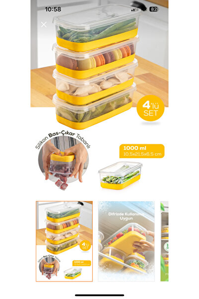 Genel Markalar Derin Dondurucu Silikon Tabanlı Saklama Kapları 1000 ml 4 Parç...