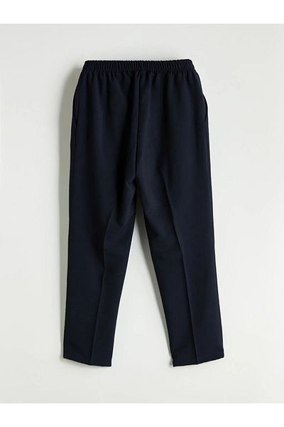 LC Waikiki Pantaloni de damă LCW Comfort bleumarin cu talie elastică tăiat morcov