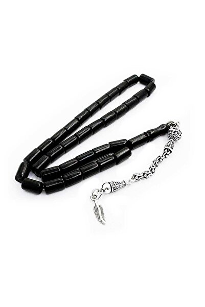 TAŞHAN Gümüş Püsküllü Kesme Model Erzurum Oltu Taşı Tesbih