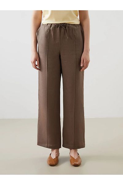LC Waikiki Lcwaikiki classic brown elastic waist linen women's pants