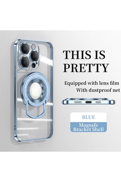 REDz Accessories Husă LuxRing Magsafe, suport inel, pentru iPhone 13 Pro Max, silicon transparent, albastru Sierra