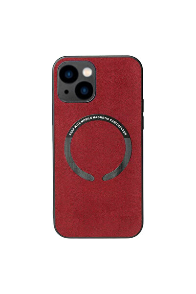 REDz Accessories Husă Magsafe, aspect Alcantara, compatibilă cu iPhone 14 Plu...