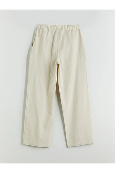 LC Waikiki Lcw Vision Beige Women's Linen Blended Pants with Elastic Waist