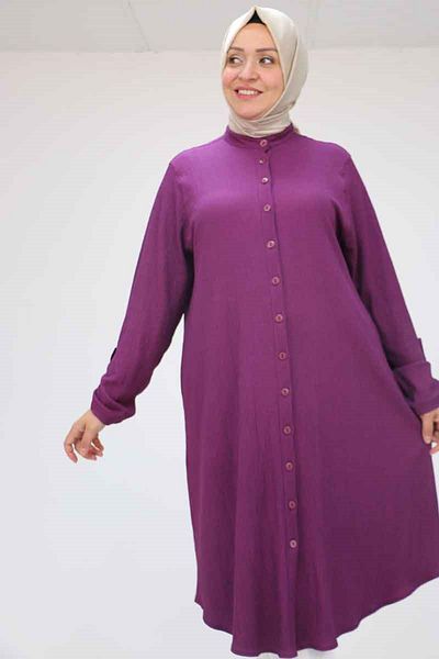 Eslina 48022 Plus Size Wrap Shirt - Plum