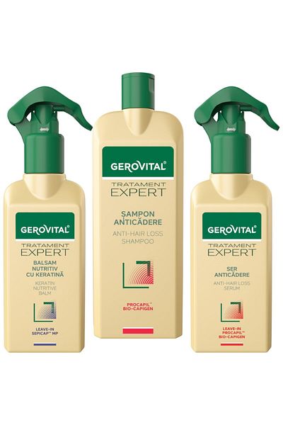 GEROVITAL Pachet cadou Gerovital Tratament Expert: Sampon anticadere