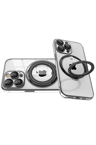 REDz Accessories Husă Ring Deluxe Magsafe, suport pentru inel, pentru iPhone 14 Pro Max, silicon transparent, neagră