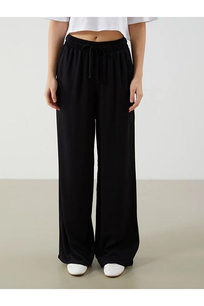 LC Waikiki Xside women's wide leg pants with elastic waistband in black