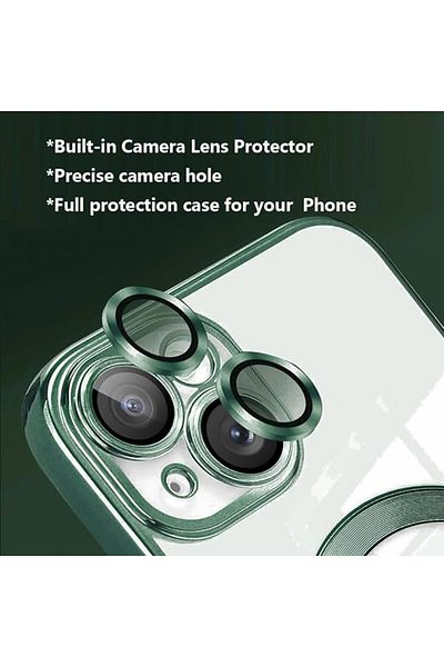 REDz Accessories Carcasă Luxe Armor, Magsafe, compatibilă cu iPhone 15, protecție cameră, silicon, transparentă, verde