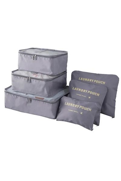 TECOS Luggage Organizer Made of 6 Pieces, Perfect for Trolley or Suitcase, Gray