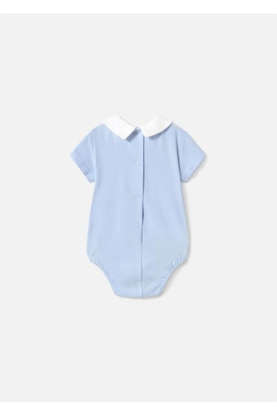 MAYORAL Baby Collar Short Sleeve Bodysuit Blue 1701