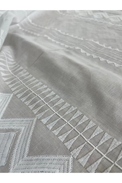 METERİAL Βαμβακερό λευκό κεντημένο ύφασμα με σχέδιο ρίγες - 135 εκ. πλάτος | ...