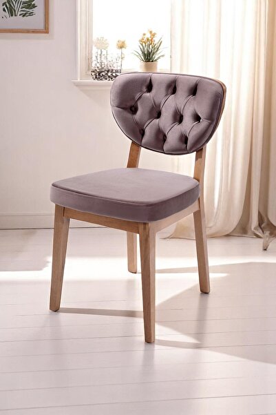 MYMASSA Boston Sandalye - Babyface Kapuçino - Kahve Gürgen Iskelet - Salon Sandalyesi / Mutfak Sandalyesi