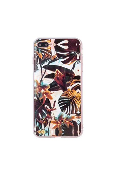 REDz Accessories Carcasă Tropical, compatibilă cu iPhone XS Max, design cu frunze, rezistentă la șocuri, alb-maro