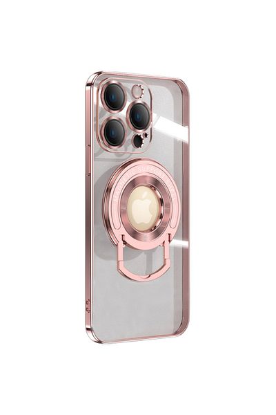 REDz Accessories Husă LuxRing Magsafe, suport inel, compatibilă cu iPhone 14 Pro Max, silicon transparent, roz