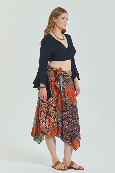 Los banditos Gipe Детально оздоблена спідниця великого розміру з поясом на талії