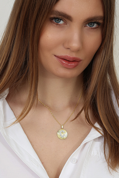 Gümüş Vadisi Kadın 925 Ayar Zirkon taşlı Kişiye Özel Harf Kolye (Ç)