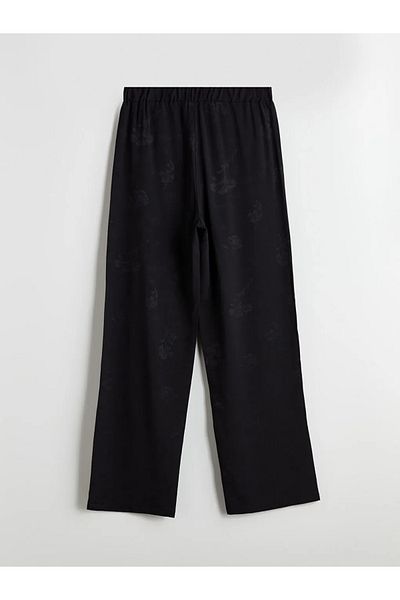 LC Waikiki Lcwaikiki classic black elastic waist floral wide leg women's pants