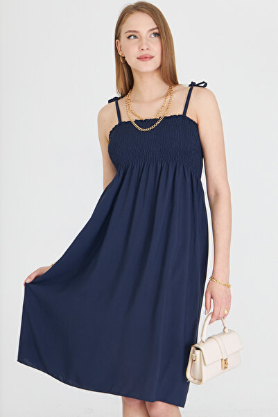 armonika Rochie mini cu bretele bleumarin pentru femei, cu dantelă la piept, ...