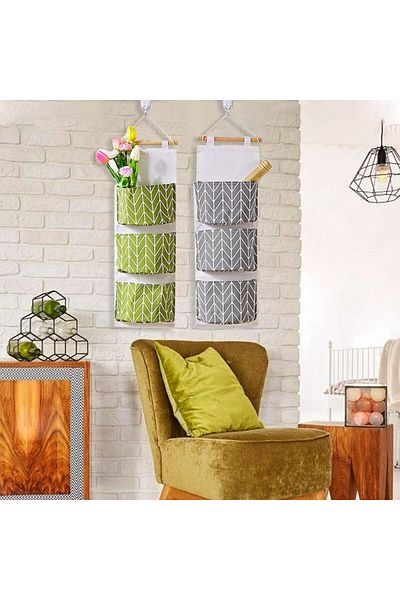 CRACOS Organizator suspendat pentru baie, 3 rafturi textile, culoare verde