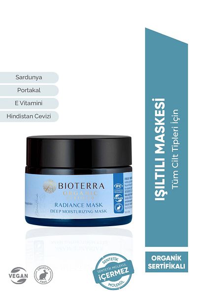 Bioterra قناع الترطيب العميق أورجانيك راديانس 50 مل - تأثير فوري للبشرة الباهتة والمتعبة والباهتة