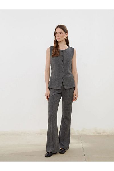 LC Waikiki Lcw Vision Anthracite Women's Knitwear Pants with Elastic Waist