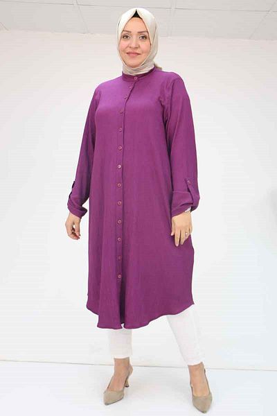 Eslina 48022 Plus Size Wrap Shirt - Plum