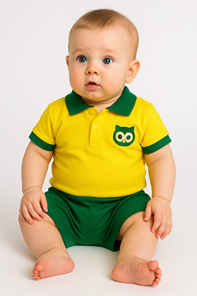 babixkids طقم شورت قطني ممشط بياقة طفل رضيع