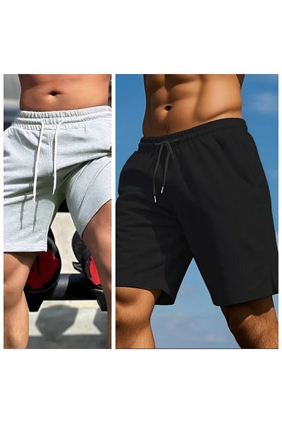 FUNSTYLE Pantaloni scurți pentru bărbați, cu 2 fire, cu croiala normală, 2 piese