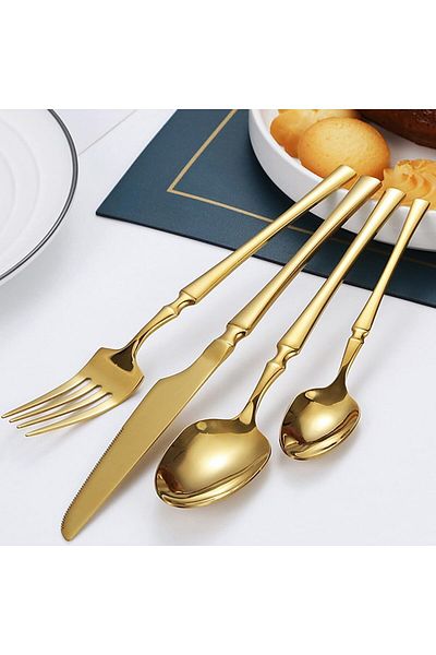 COOYA 24 Pcs Flatware Set, Stainless Steel Cutlery Set, Dishwasher Safe, Including Forks Knives Spoons