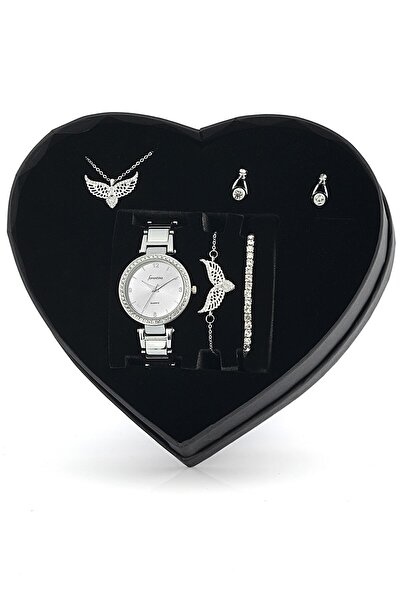 Forentina Gümüş Kaplama Kalpli Melek Kanadı Set Ps1164