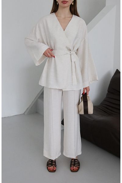 Laluvia Set kimono cu legare naturală - 8685