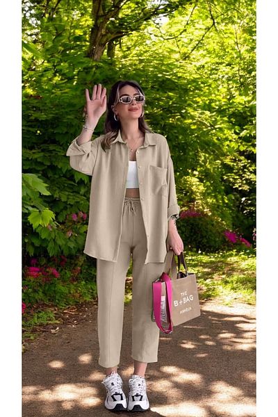 Barbora Summer Comfortable Linen Bottom Top Set