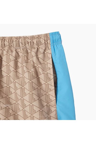 Lacoste Monogram Mid-Length Swimsuit Beige
