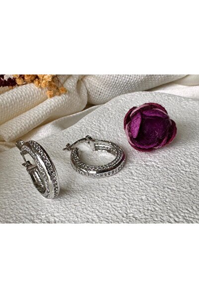 H&S AKSESUAR ZİRKON TAŞLI HALKA ÇELİK KÜPE