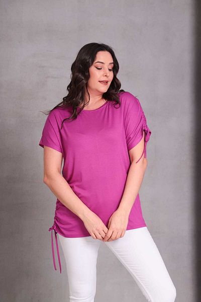 Esina Women's Shoulder and Skirt Rope Detailed Basic Viscose Blouse