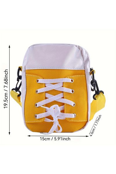 TATA CRAFT Preppy Casual Style *Yellow Polyester Small Cross Shoulder Bag with Zipper