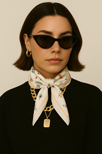 NOTHING Figure Patterned Satin Scarf