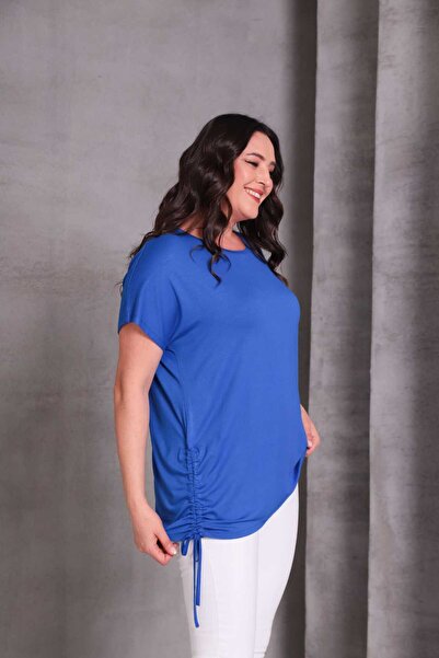 Esina Γυναικεία μπλούζα από βισκόζη με λεπτομέρεια από σχοινί ώμου και φούστα