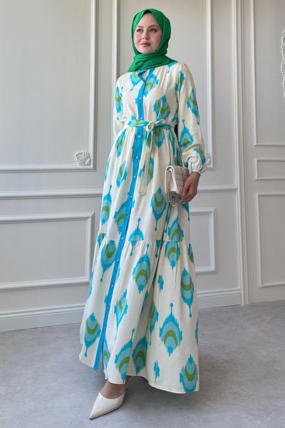 InStyle Φόρεμα με μοτίβο ικανότητας Τυρκουάζ βισκόζη