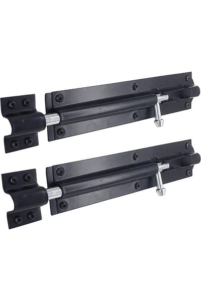 Generic IRONTITE® 2 Pack Tower Bolt Black, Gate Bolts for Wooden Gates, Slide Bolt, Black Door Lock Bolt, S