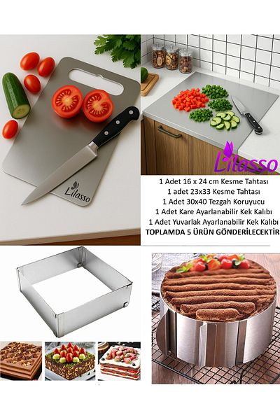 Lilasso 5 Dowry Set-Round and Square Cake Mold-3 Types Cutting Board