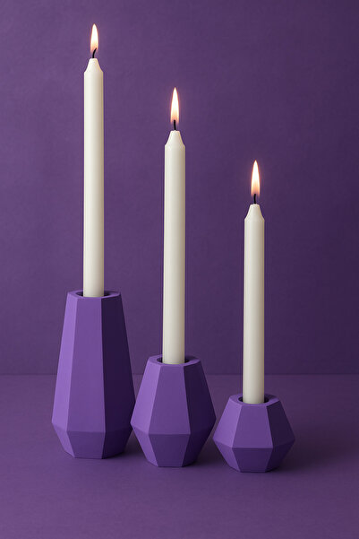 Butik ÜÇLÜ SET ALÇI MUMLUK (mumlar dahil değildir.)