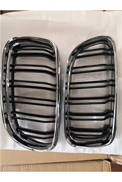 Genel Markalar BMW E90 Ön Panjur Böbrek Set Parlak Siyah Çift Çıtalı OEM Tip 2008-2011